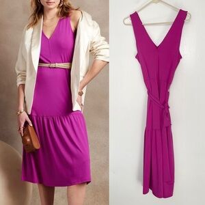 Banana Republic Magenta Knit Tiered Midi Dress Size XS